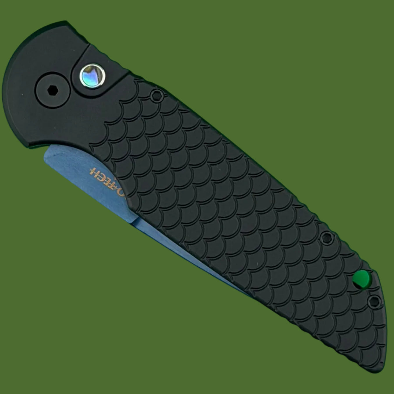 Protech TR-3 X1 Sapphire Blue Auto Black Fish Scale Aluminum