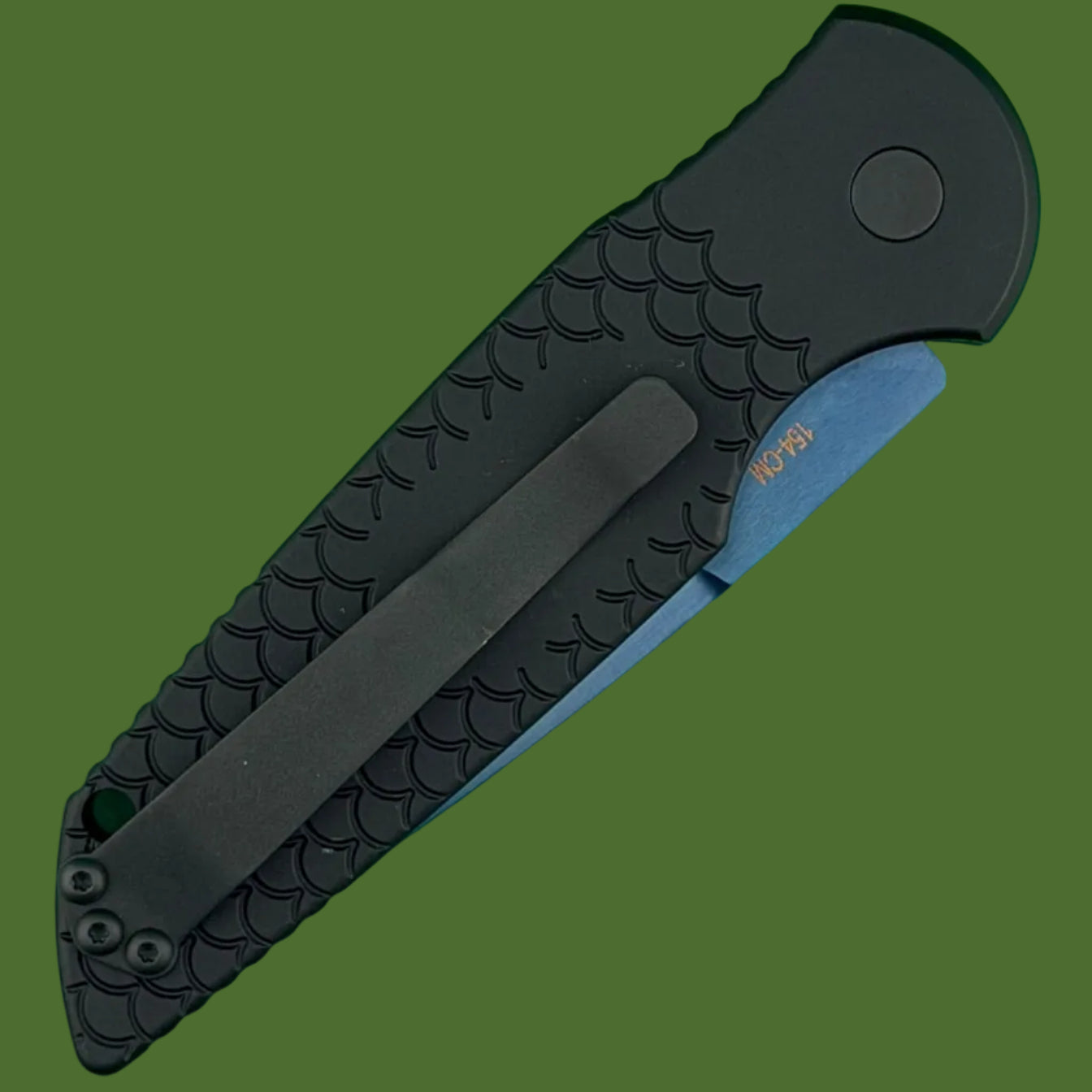 Protech TR-3 X1 Sapphire Blue Auto Black Fish Scale Aluminum