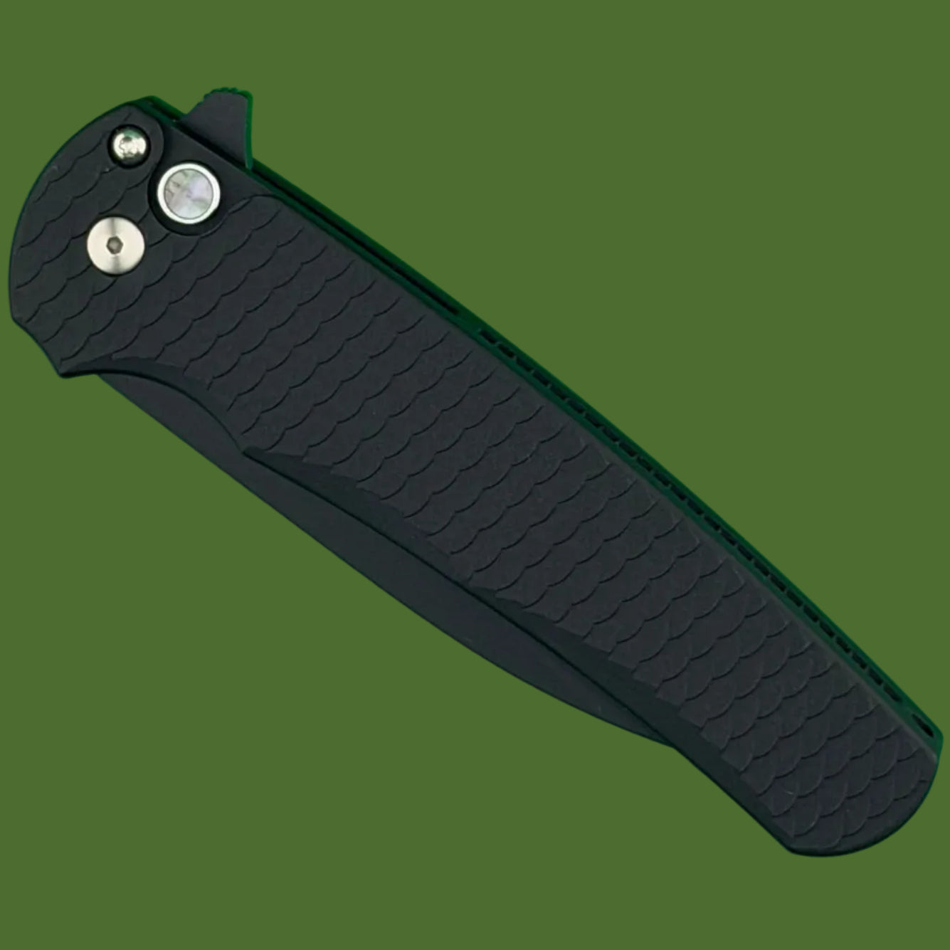 Protech Malibu Button Lock Flipper Dragon Scale Handles DLC Wharncliffe Blade Black Lip Pearl Button 5336-LTD