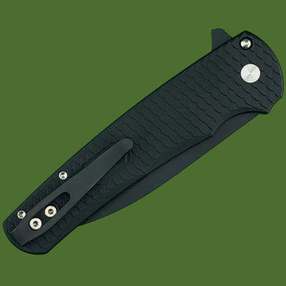 Protech Malibu Button Lock Flipper Dragon Scale Handles DLC Wharncliffe Blade Black Lip Pearl Button 5336-LTD