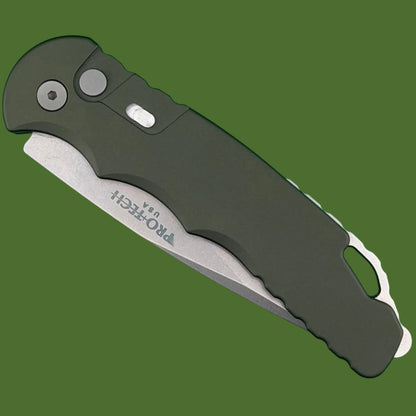 Protech TR-4 Auto OD Green Handle Stonewash MagnaMax Blade T4101MMGreen