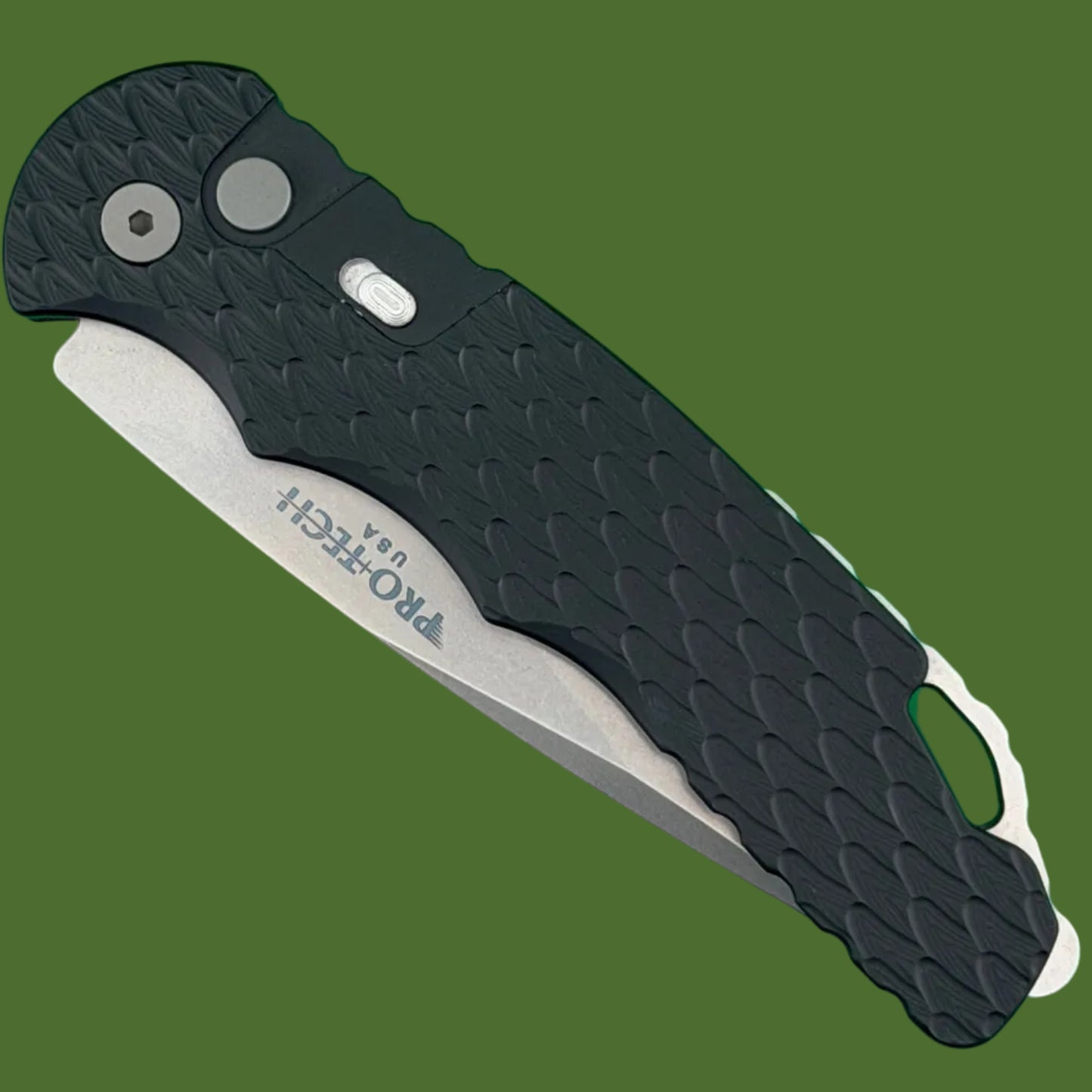 Protech TR-4 Auto Black Feather Texture Aluminum Handle Stonewash MagnaMax Blade T4105FMM