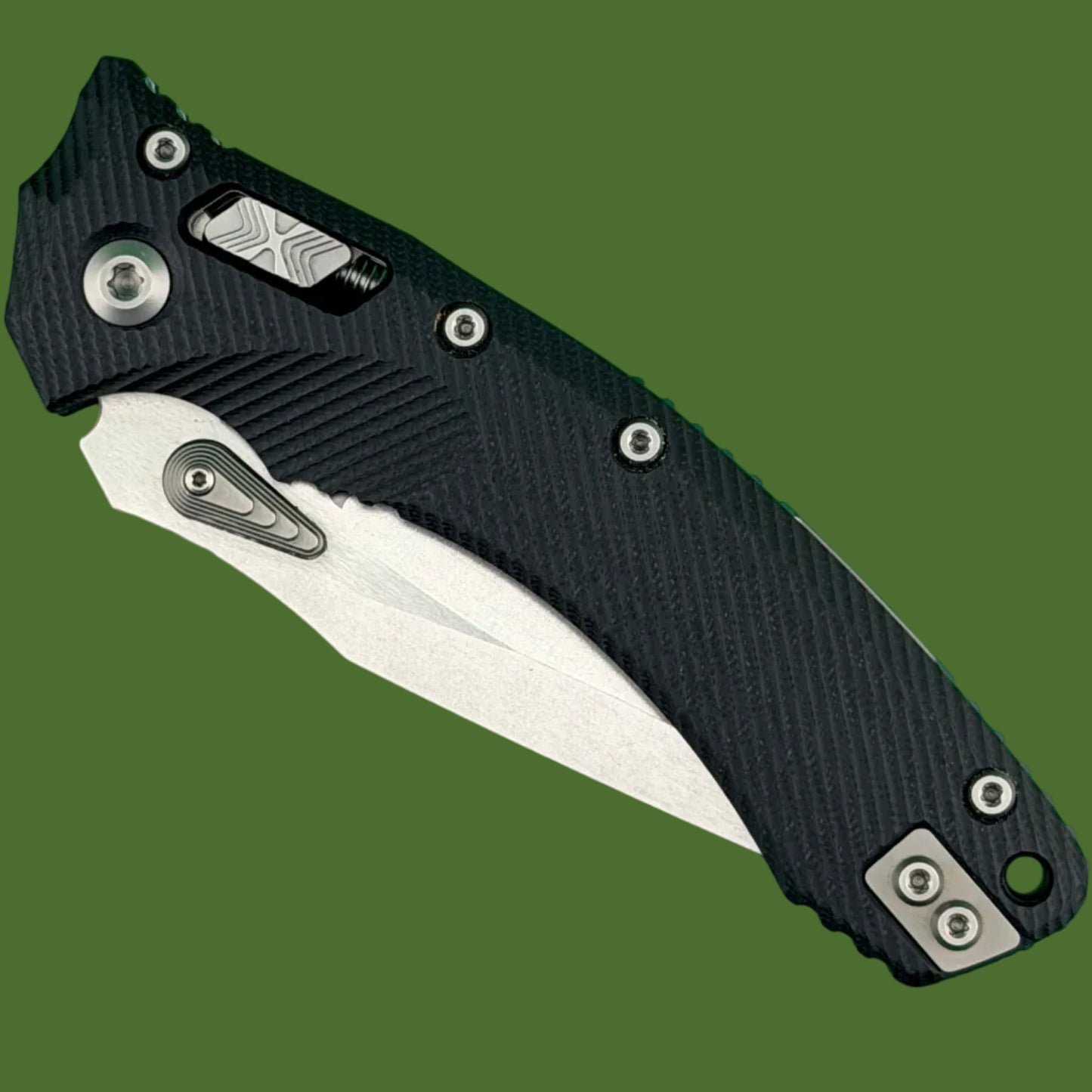 *Pre-Owned* Microtech Amphibian Ram-Lok 30th Anniversary Black Fluted G-10 Stonewash Standard