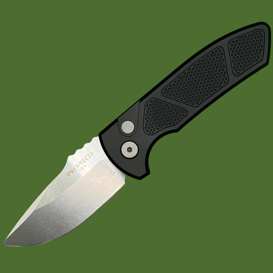 Protech SBR Auto (Black Textured Handle, Stonewashed Blade) LG405