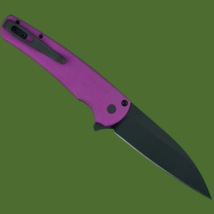 Protech Malibu Button Lock Flipper Purple/Black Smooth Handle Wharncliffe 5303-PURPLE