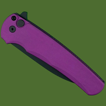 Protech Malibu Button Lock Flipper Purple/Black Smooth Handle Wharncliffe 5303-PURPLE