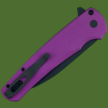 Protech Malibu Button Lock Flipper Purple/Black Smooth Handle Wharncliffe 5303-PURPLE