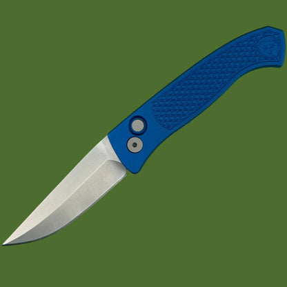 Protech Brend Classic Auto Diamond Textured Blue Aluminum Stonewashed Blade WB1105-BLUE