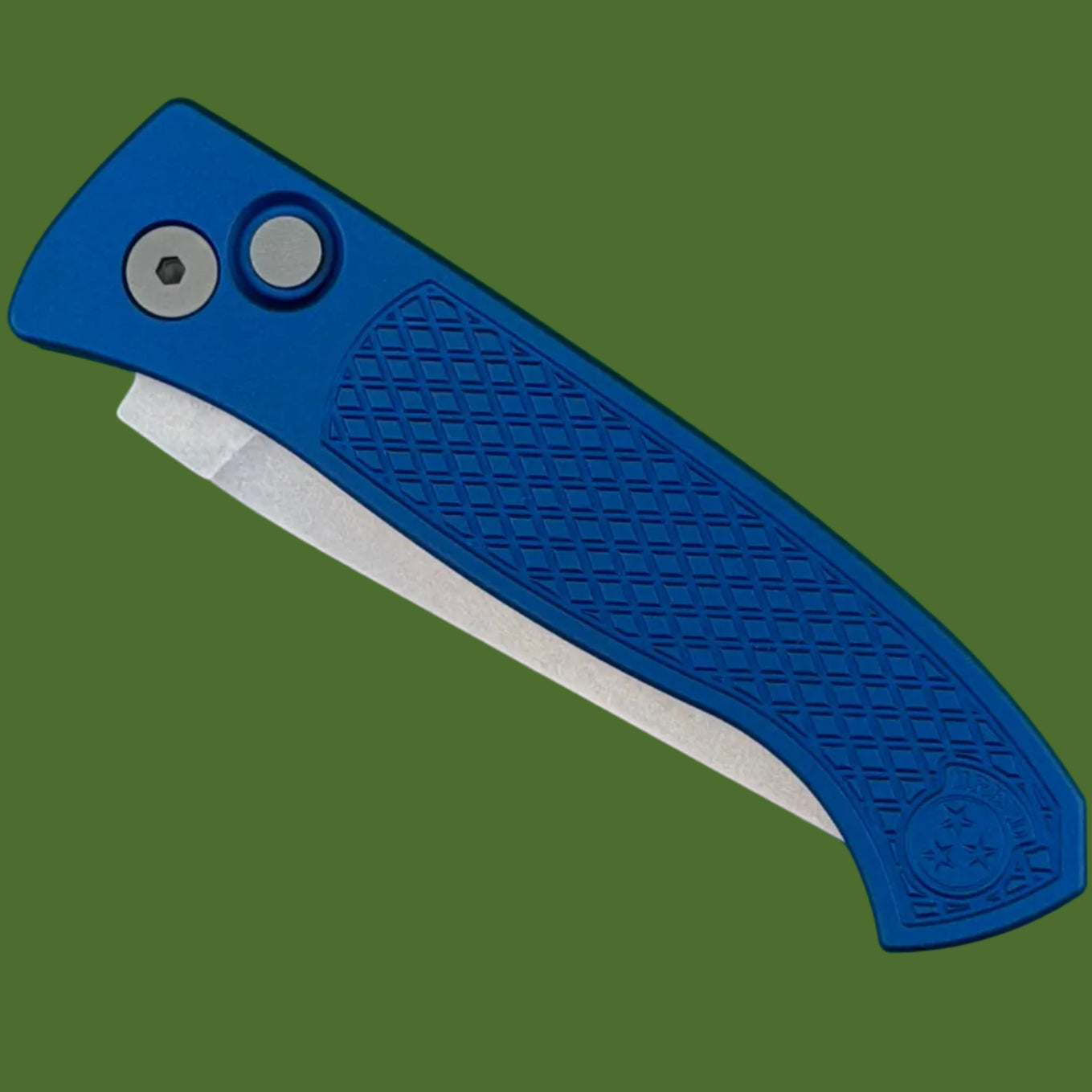 Protech Brend Classic Auto Diamond Textured Blue Aluminum Stonewashed Blade WB1105-BLUE