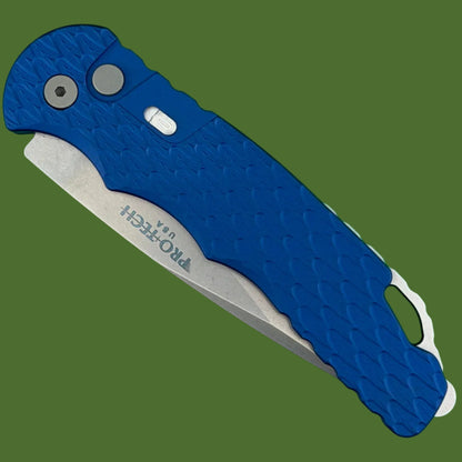 Protech TR-4 Auto Blue Feather Texture Stonewash MagnaMax Blade T4105FMMBLUE