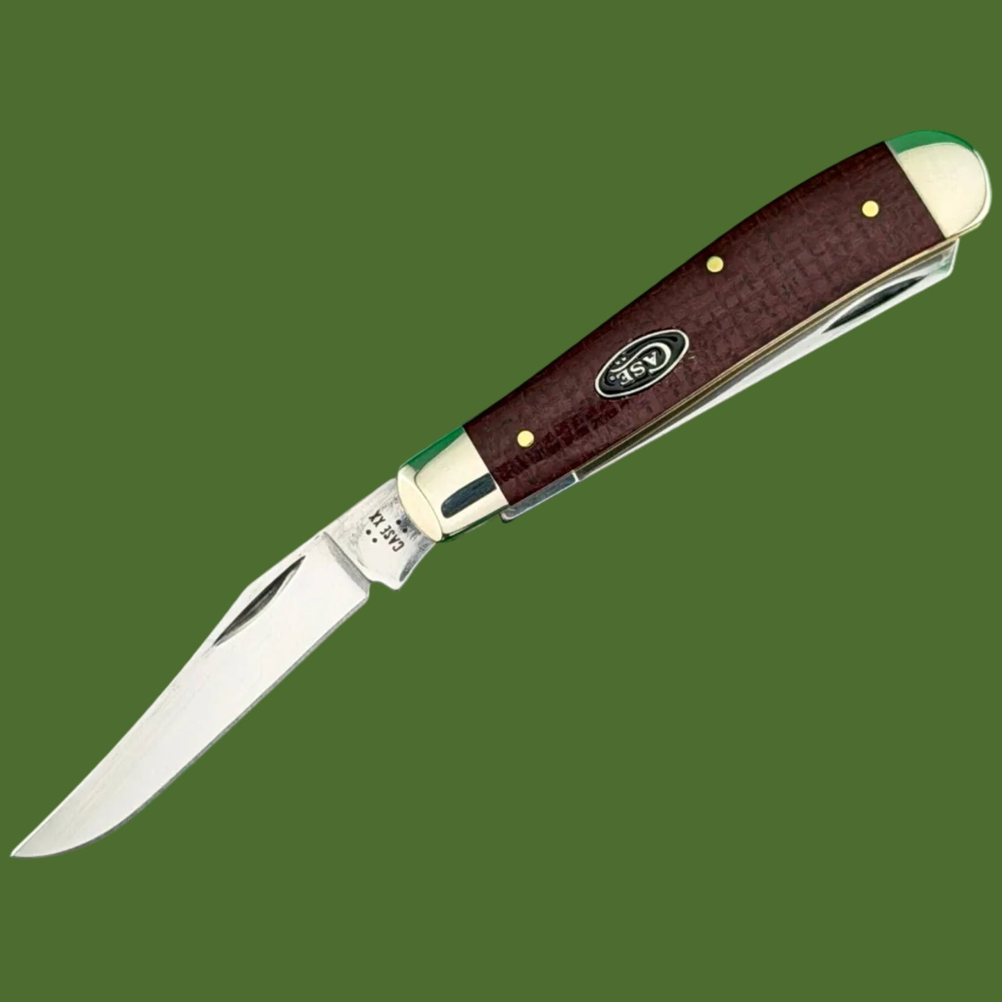 Case Mini Trapper Dark Red Smooth Burlap Micarta (10207 CS) 12271