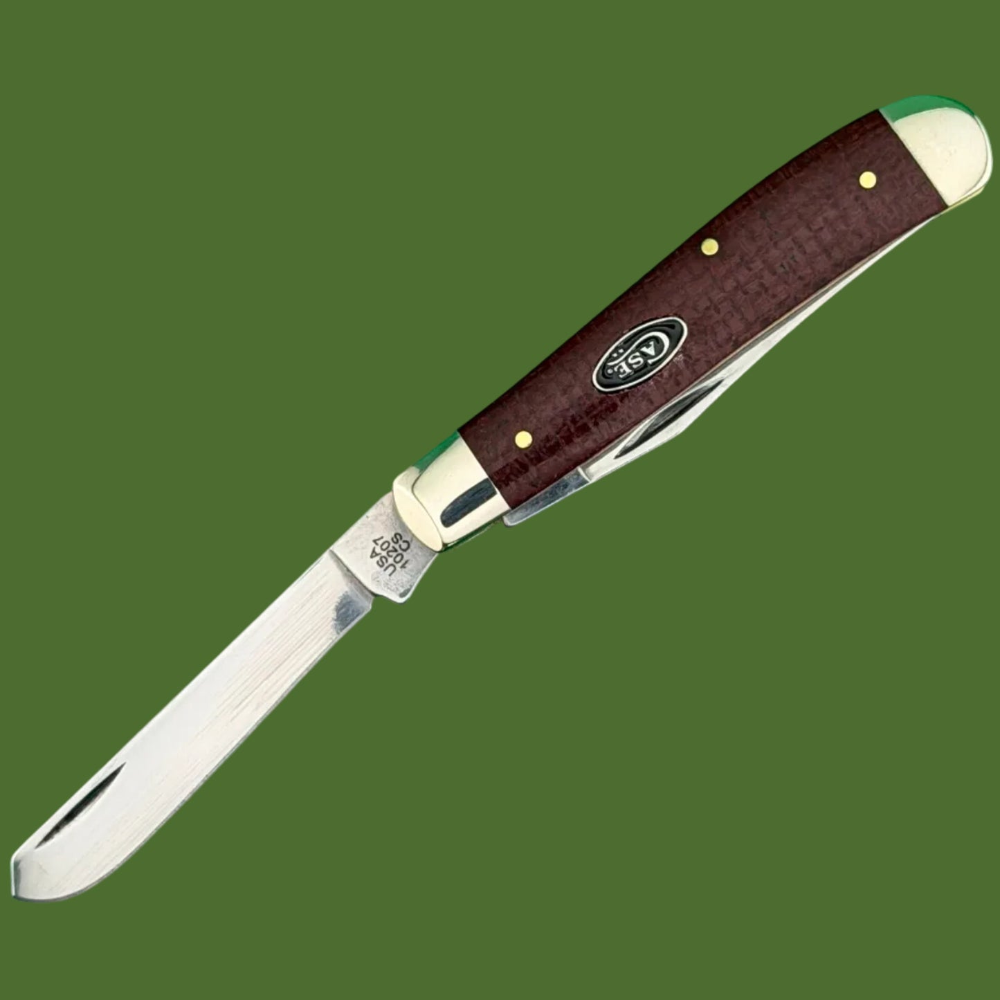 Case Mini Trapper Dark Red Smooth Burlap Micarta (10207 CS) 12271