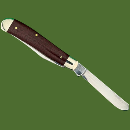 Case Mini Trapper Dark Red Smooth Burlap Micarta (10207 CS) 12271