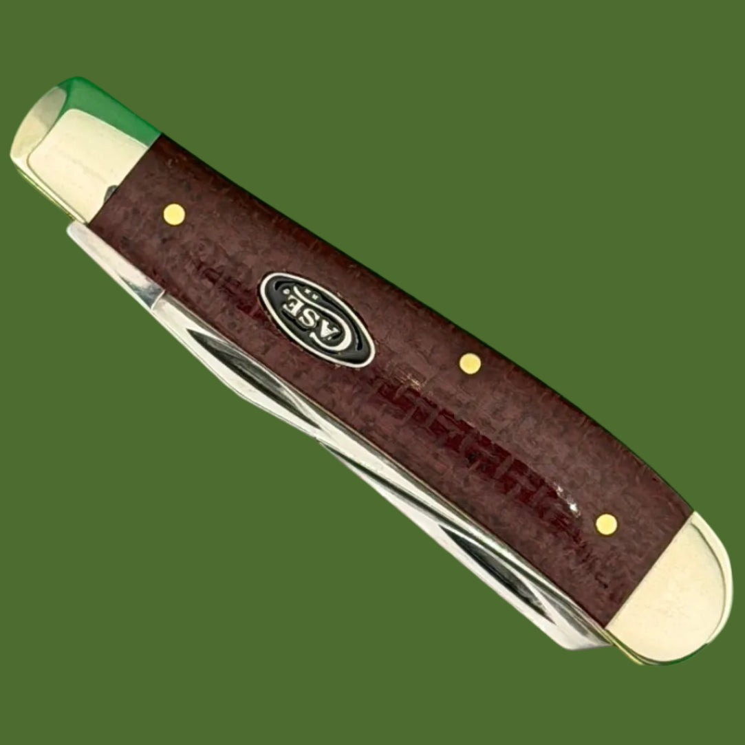Case Mini Trapper Dark Red Smooth Burlap Micarta (10207 CS) 12271