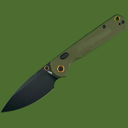 CJRB Latitude Top Linerlock OD Green G-10 Black PVD
