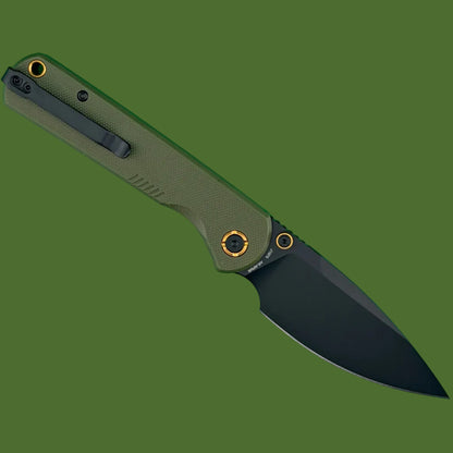 CJRB Latitude Top Linerlock OD Green G-10 Black PVD