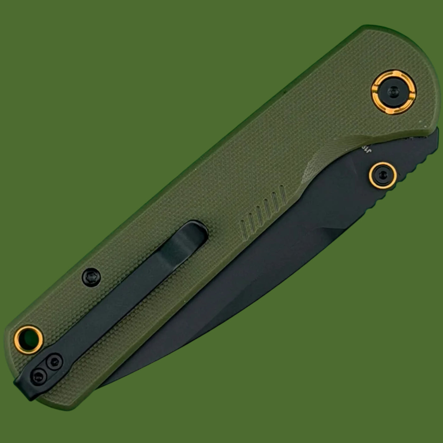 CJRB Latitude Top Linerlock OD Green G-10 Black PVD