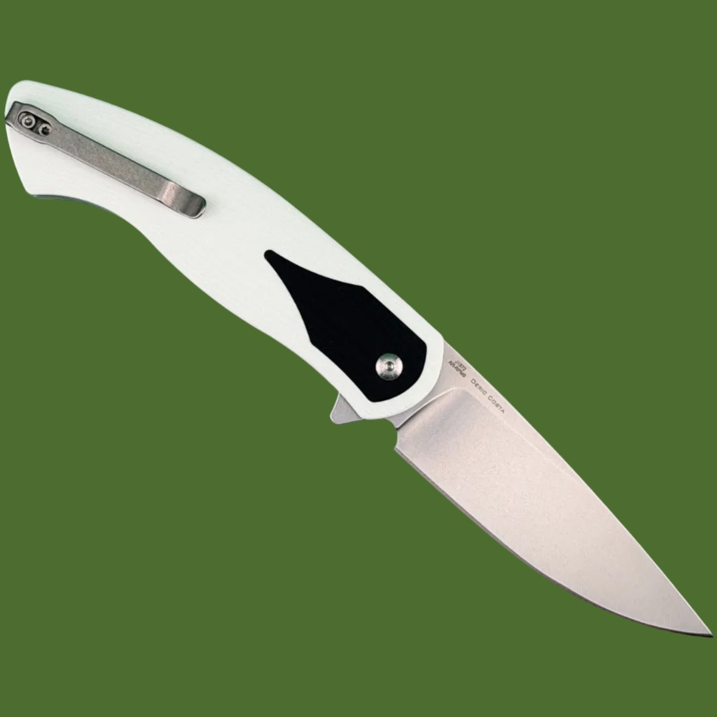 CJRB Rodayo Flipper Linerlock White/Black G-10 Stonewash