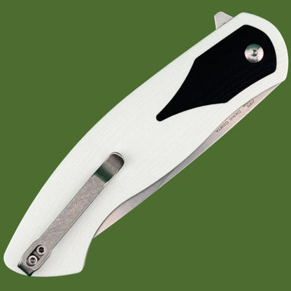 CJRB Rodayo Flipper Linerlock White/Black G-10 Stonewash