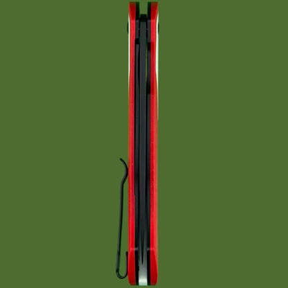 CJRB Rodayo Flipper Linerlock Red/White G-10 PVD