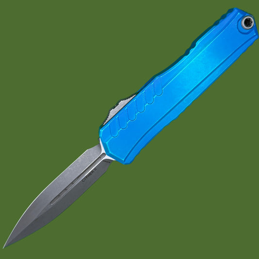 *Pre-Owned* Microtech Cypher II D/E Marbled Blue Apocalyptic Standard 1242-10MBL