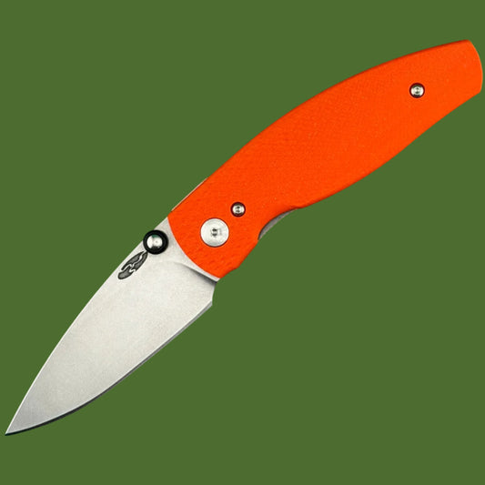 TRM Neutron 2 Linerlock Lizard Skin Hunter Orange G-10