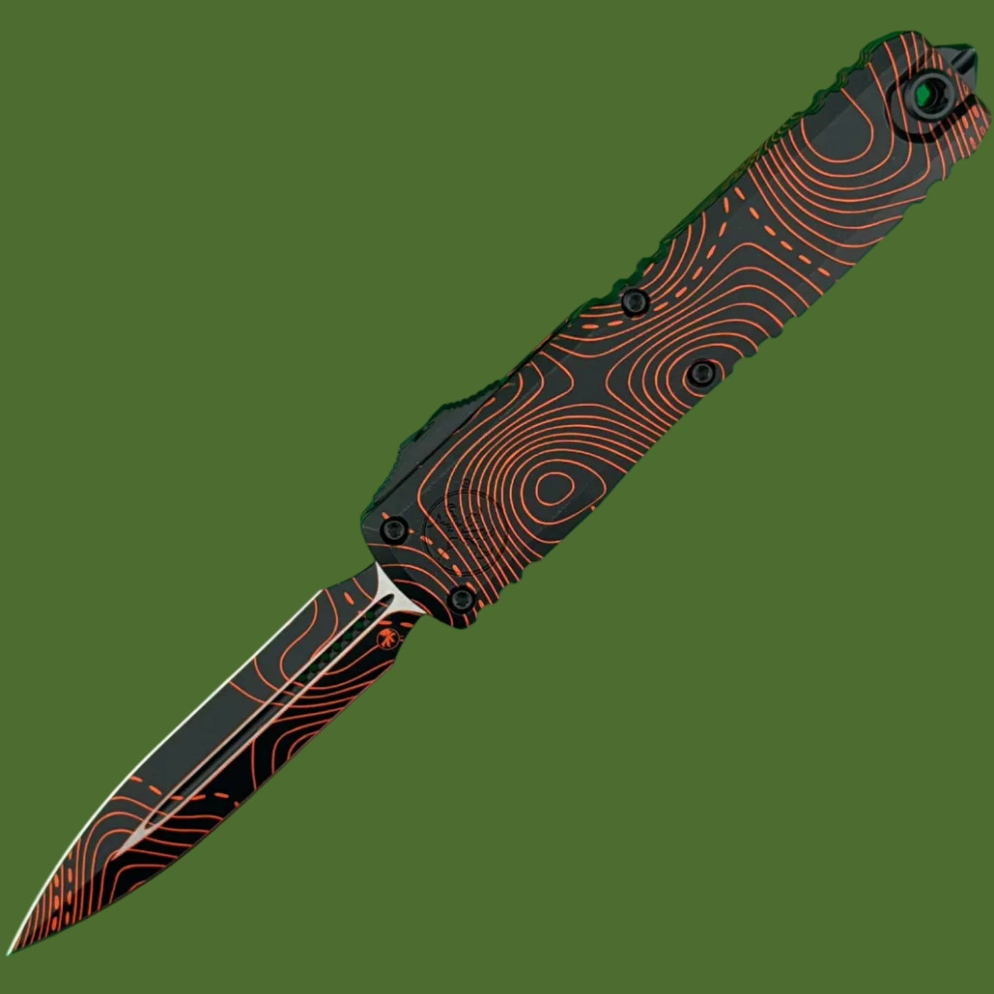 Microtech Ultratech D/E Gen IV Signature Series Topographic Black/Orange Camo Standard