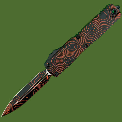 Microtech Ultratech D/E Gen IV Signature Series Topographic Black/Orange Camo Standard