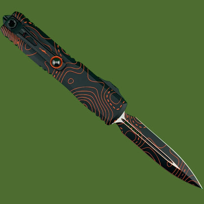 Microtech Ultratech D/E Gen IV Signature Series Topographic Black/Orange Camo Standard