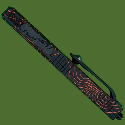 Microtech Ultratech D/E Gen IV Signature Series Topographic Black/Orange Camo Standard