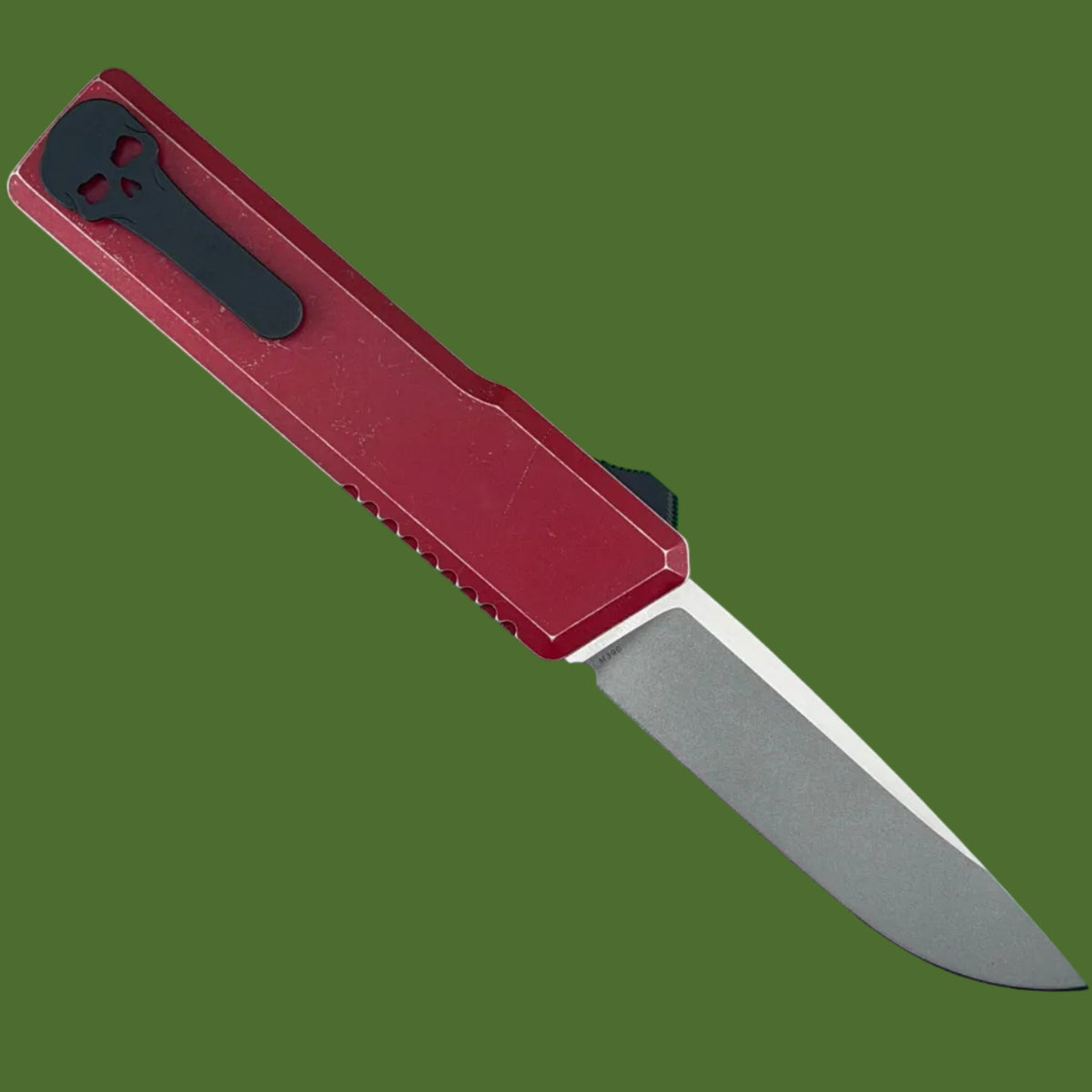 Chaves Dissident OTF Red Flat Battleworn (Two-Tone Drop Point)