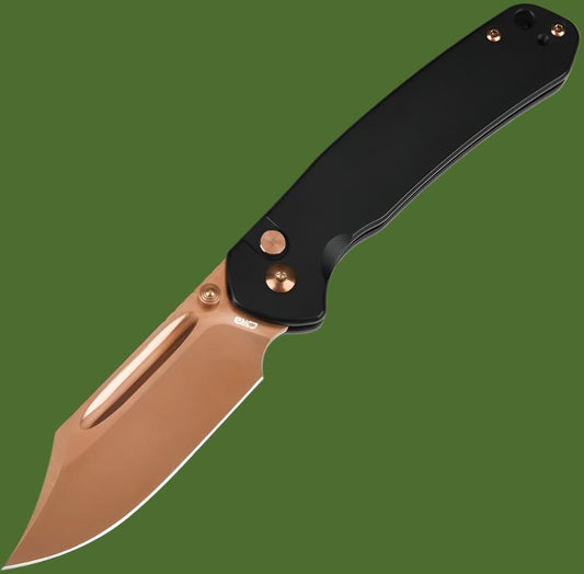 CJRB Bowie Pyrite Button Lock Rose Gold (Black Steel Handle)