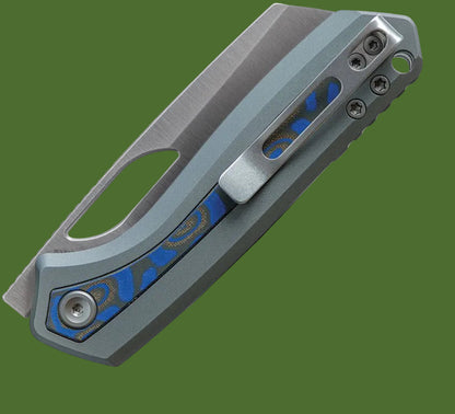 Vosteed Kroc Top Linerlock Grey Aluminum/Ocean Micarta Inlay