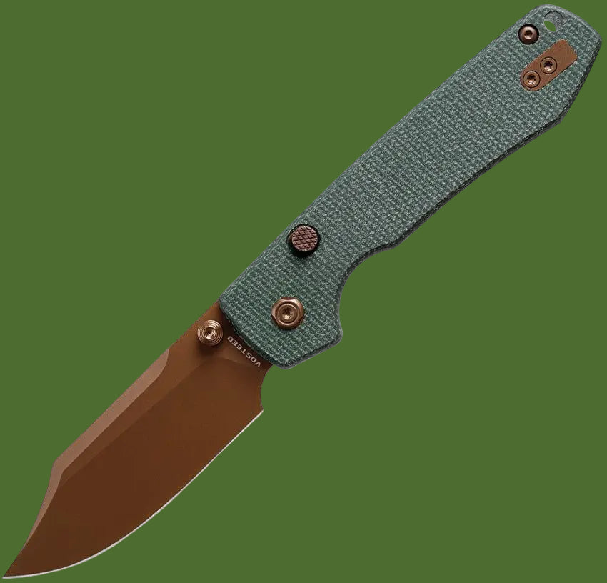 Vosteed Raccoon Top Linerlock Bowie (Green Micarta/Tan)